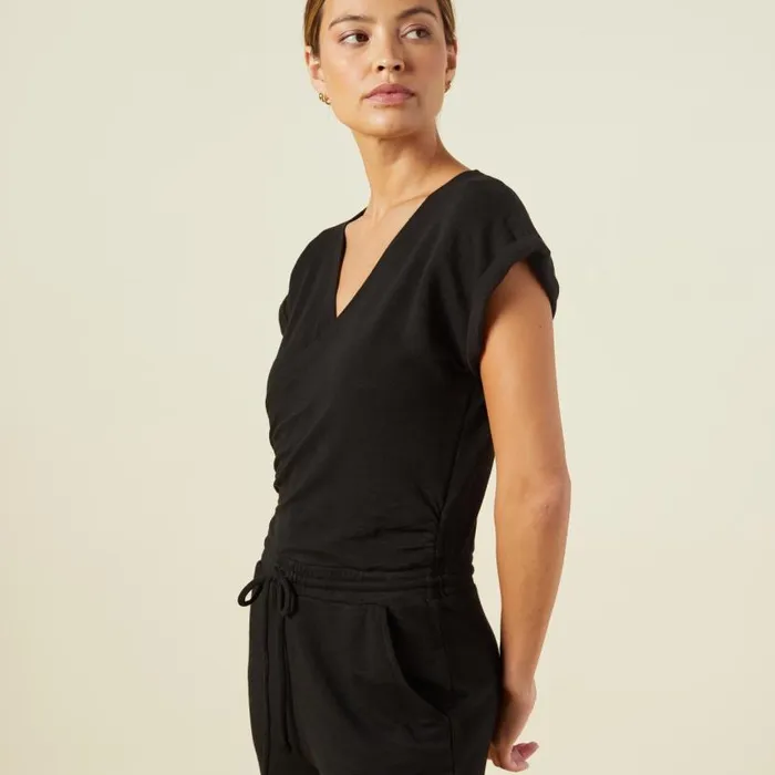 MONROW JUMPSUITS Supersoft Wrapped Jumpsuit Black 8211 Shop