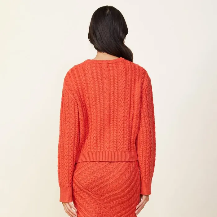 MONROW KNITS Merino Wool Cable Knit Sweater Red Clay 8211 Shop
