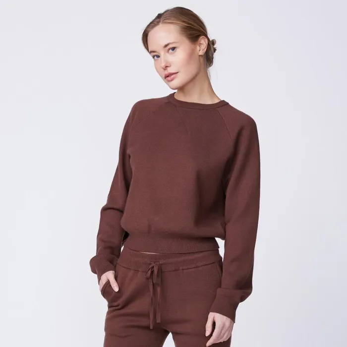 MONROW KNITS Soft Knit Raglan Sweater Coffee 8211 Shop