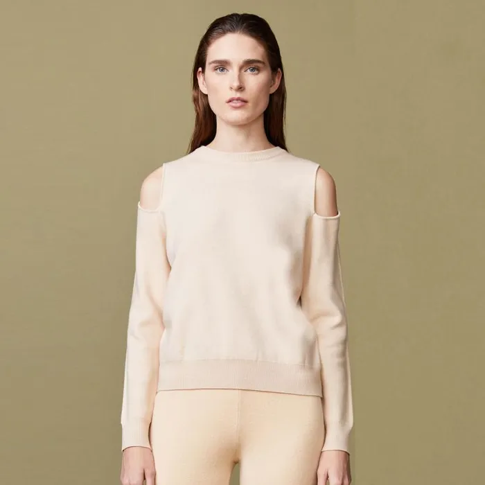MONROW KNITS Supersoft Sweater Knit Cut Out Sweatshirt Off White 8211 Shop