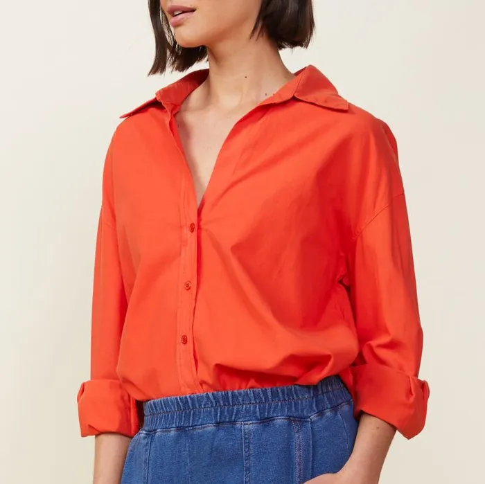 MONROW LONG SLEEVE Poplin Shirt Samba 8211 Shop