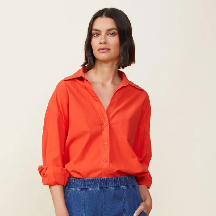MONROW LONG SLEEVE Poplin Shirt Samba 8211 Shop