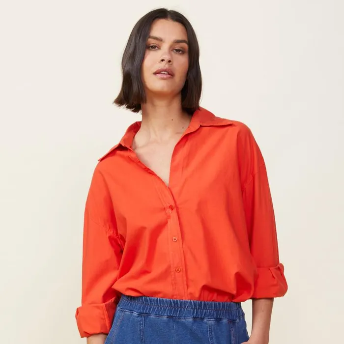 MONROW LONG SLEEVE Poplin Shirt Samba 8211 Shop