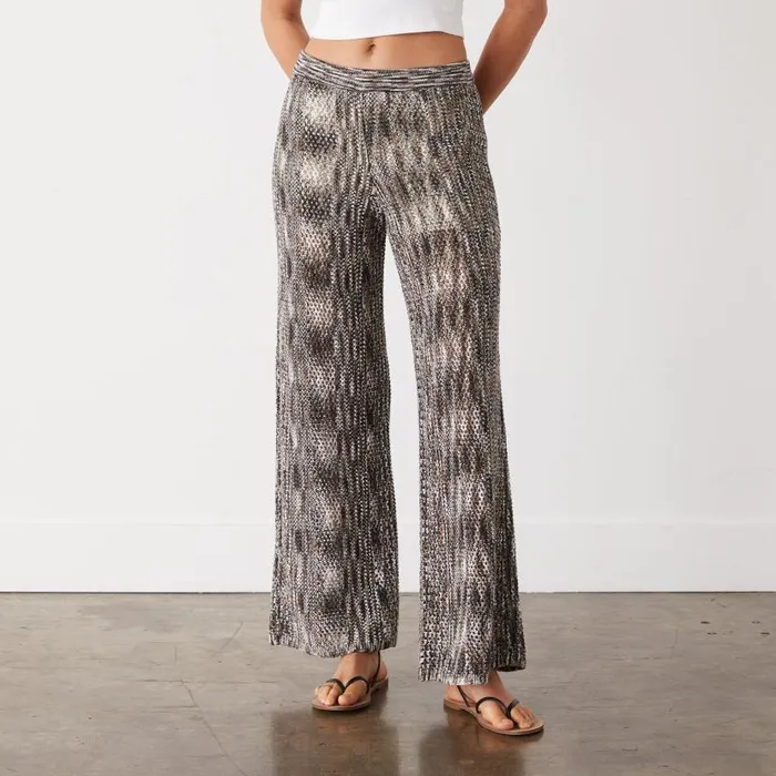 MONROW PANTS Spacedye Crochet Wide Leg Pant Pecan Multi 8211 Shop