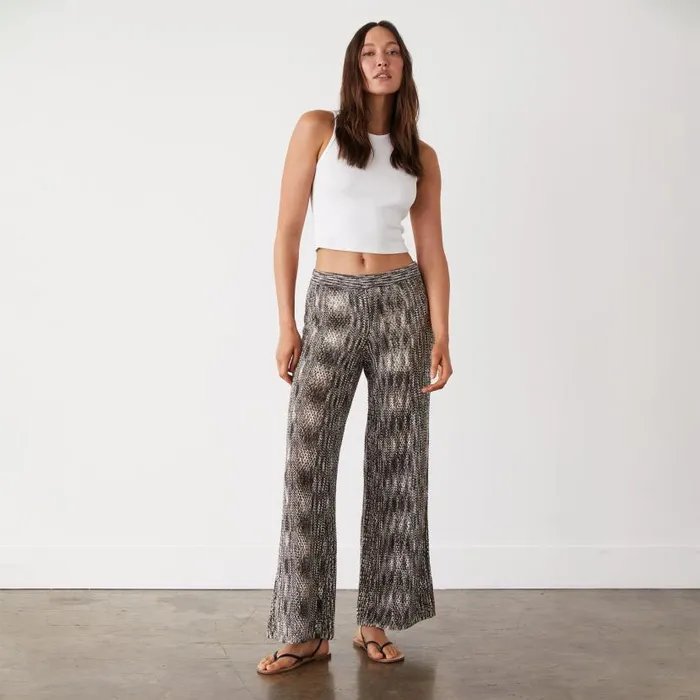 MONROW PANTS Spacedye Crochet Wide Leg Pant Pecan Multi 8211 Shop