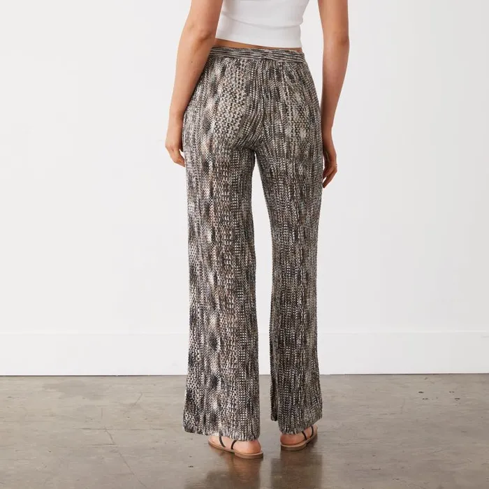 MONROW PANTS Spacedye Crochet Wide Leg Pant Pecan Multi 8211 Shop
