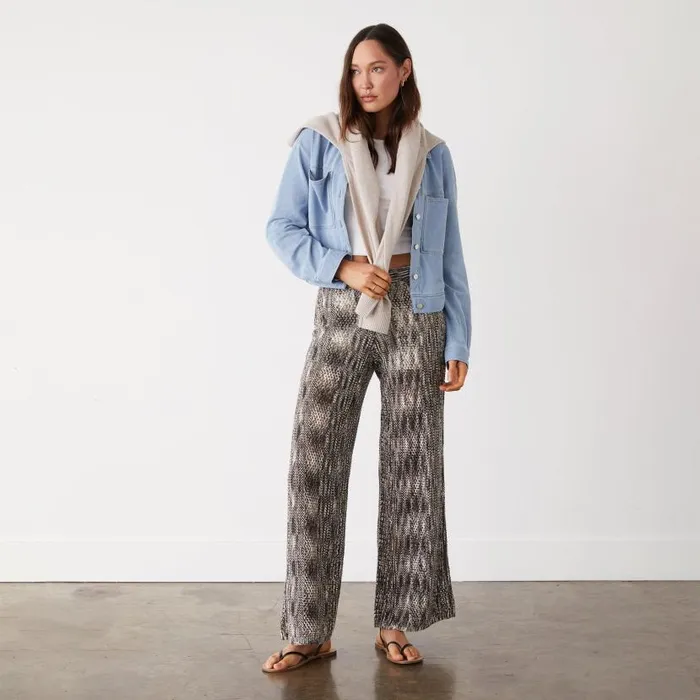 MONROW PANTS Spacedye Crochet Wide Leg Pant Pecan Multi 8211 Shop