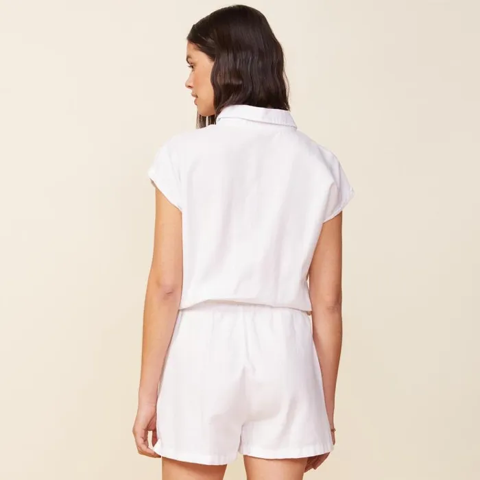 MONROW ROMPERS Cotton Twill Pocket Romper 8211 WHITE White 8211 Shop