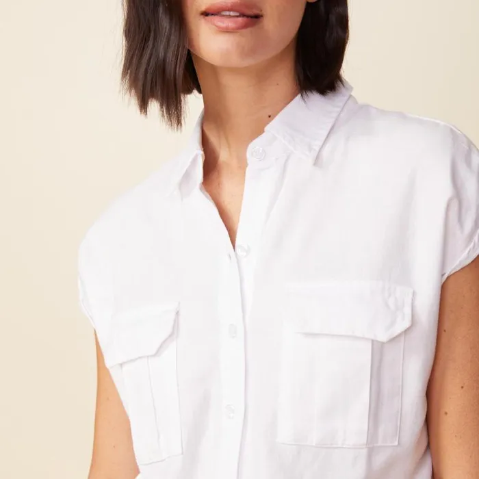 MONROW ROMPERS Cotton Twill Pocket Romper 8211 WHITE White 8211 Shop