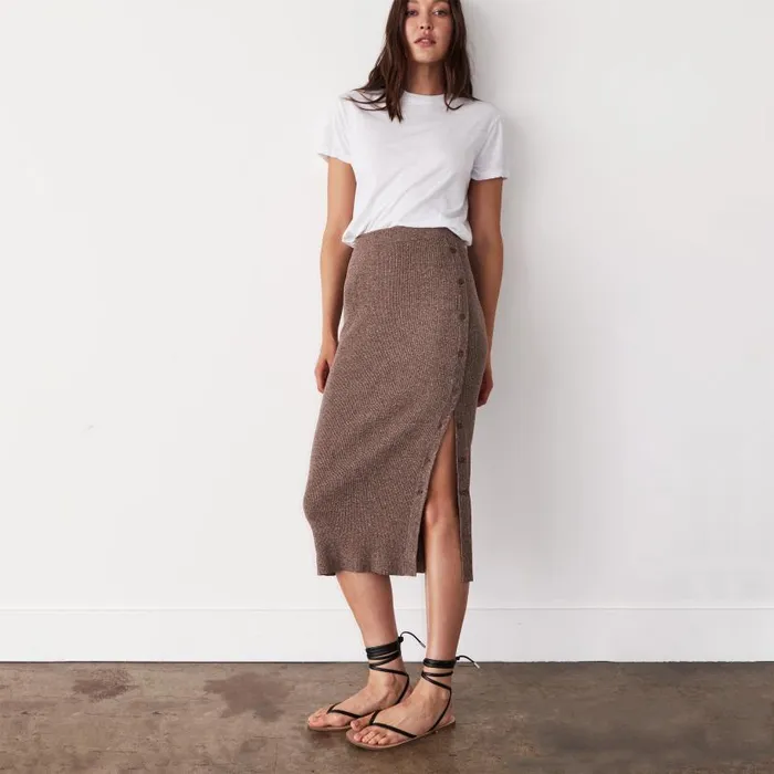MONROW SKIRTS Rib Midi Skirt Cocoa 8211 Shop