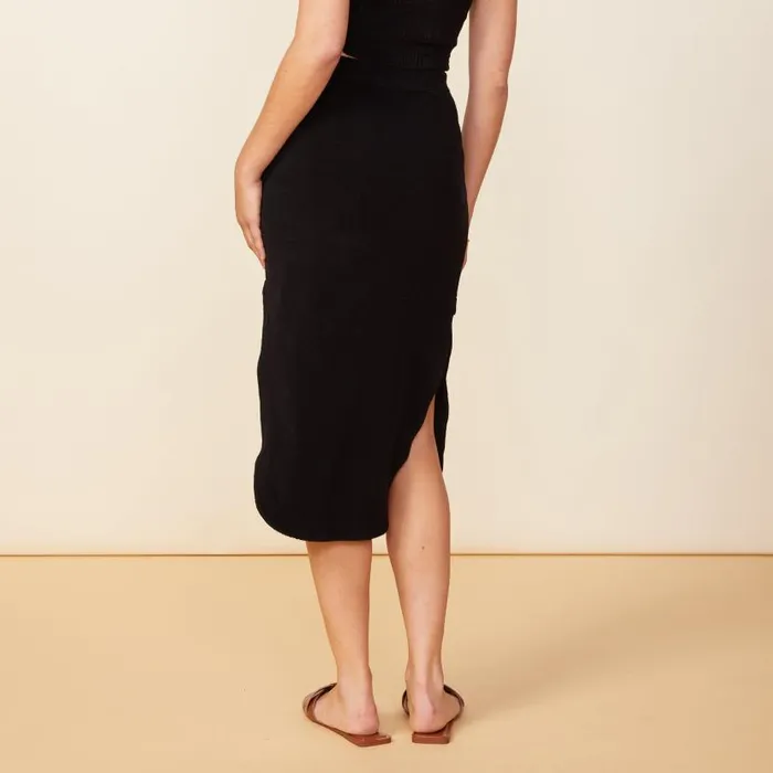MONROW SKIRTS Terry Cloth Midi Skirt Black 8211 Shop