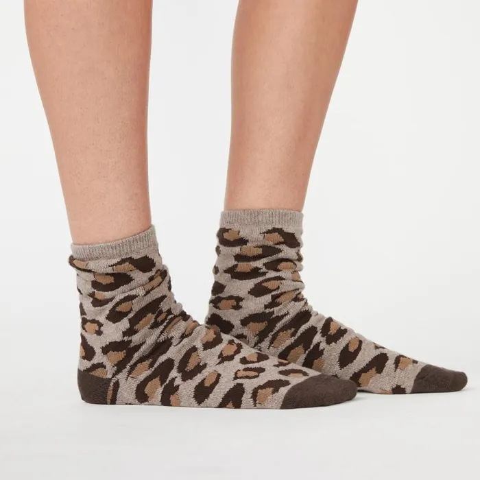 MONROW SOCKS Leopard Calf Socks Iced Coffee 8211 Shop