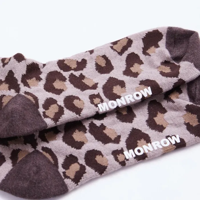 MONROW SOCKS Leopard Calf Socks Iced Coffee 8211 Shop