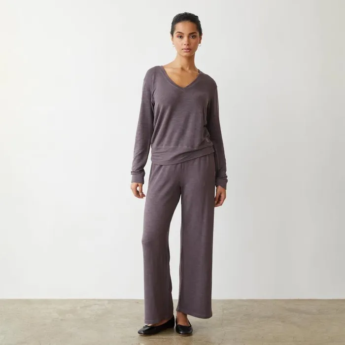 MONROW SWEATS Supersoft Crop Straight Leg Sweat Dusty Plum 8211 Shop