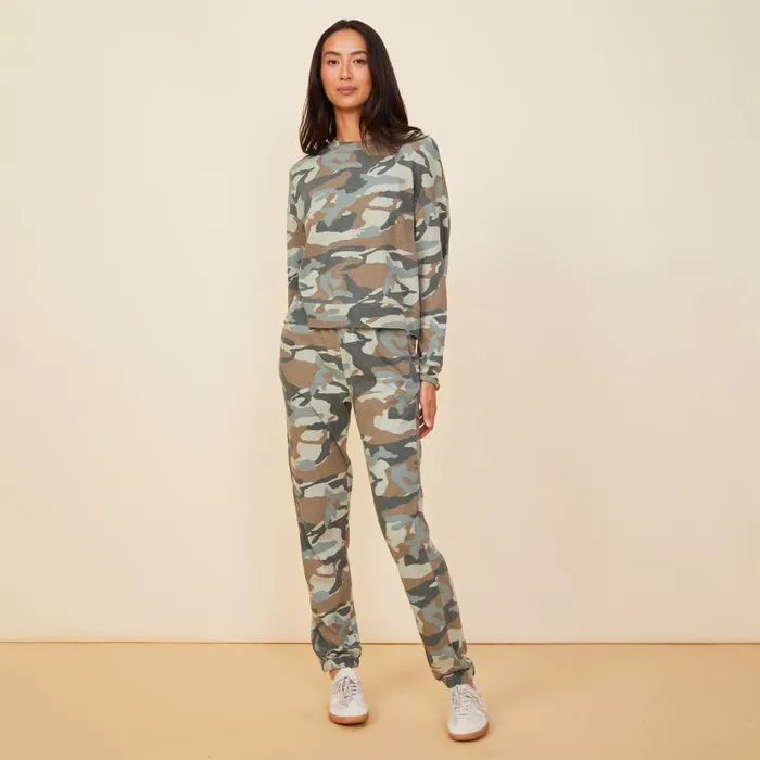 MONROW SWEATSHIRTS Camo Boxy Sweatshirt Green Grey 8211 Shop