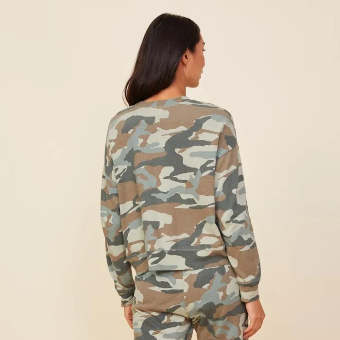 MONROW SWEATSHIRTS Camo Boxy Sweatshirt Green Grey 8211 Shop