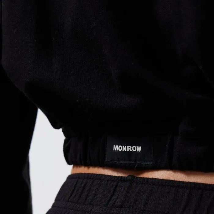 MONROW SWEATSHIRTS French Terry Crop Hoody Black 8211 Shop