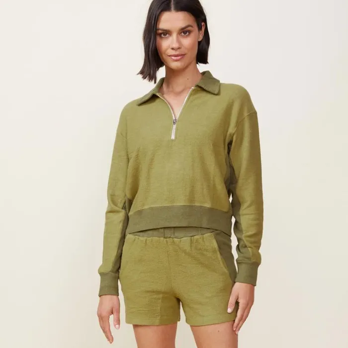 MONROW SWEATSHIRTS Fuzzy Fleece Polo Sweatshirt Willow 8211 Shop