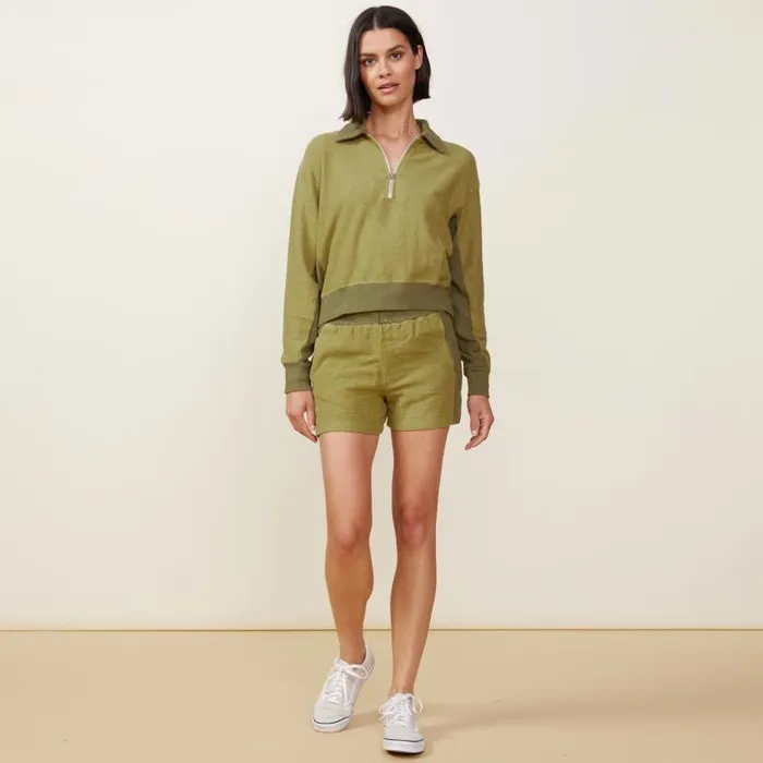 MONROW SWEATSHIRTS Fuzzy Fleece Polo Sweatshirt Willow 8211 Shop