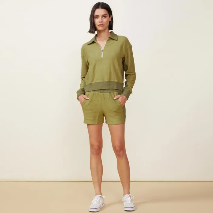 MONROW SWEATSHIRTS Fuzzy Fleece Polo Sweatshirt Willow 8211 Shop