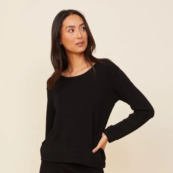MONROW SWEATSHIRTS Supersoft Crew Neck Sweatshirt Black 8211 Shop