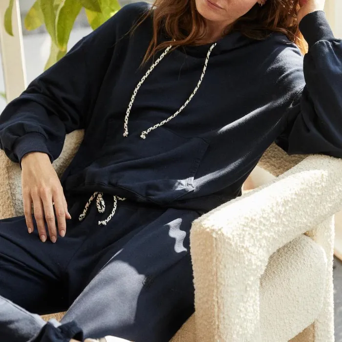 MONROW SWEATSHIRTS Supima Fleece Hoody Dark Navy 8211 Shop