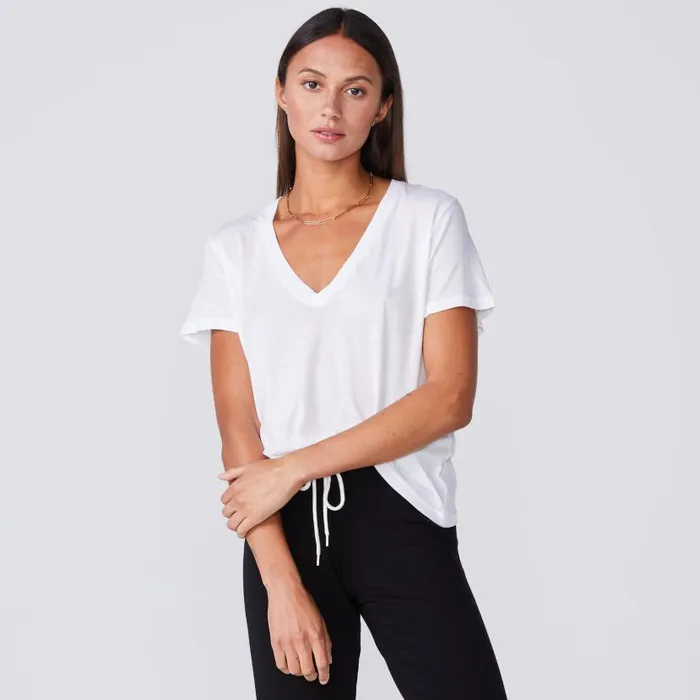 MONROW TEES Super Fine Jersey Fitted V Neck Tee White 8211 Shop