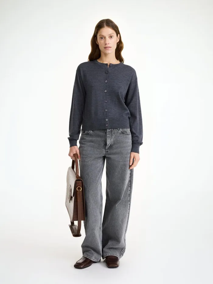 Montie Merino Wool Cardigan Jet Grey Women By Malene Birger Knitwear
