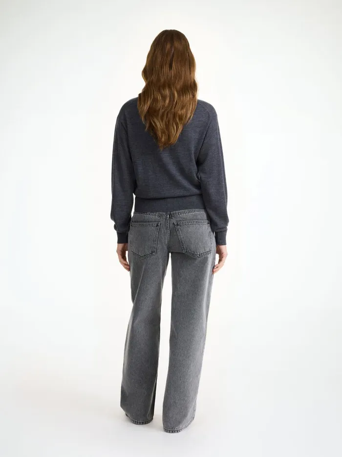 Montie Merino Wool Cardigan Jet Grey Women By Malene Birger Knitwear