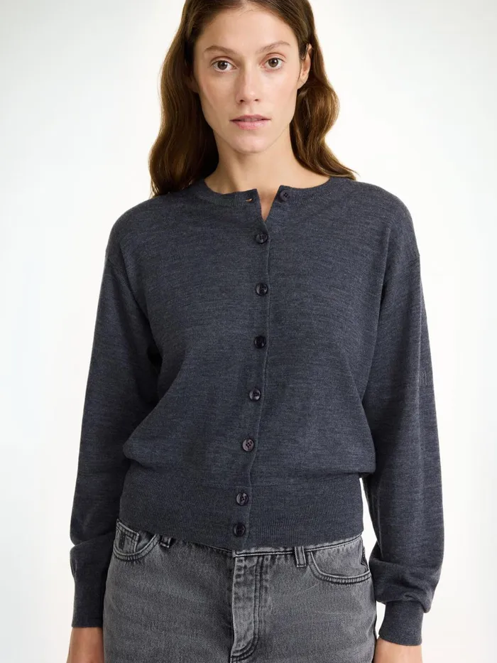 Montie Merino Wool Cardigan Jet Grey Women By Malene Birger Knitwear