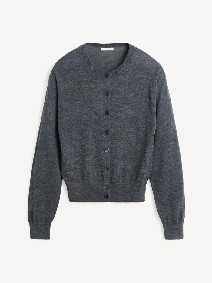 Montie Merino Wool Cardigan Jet Grey Women By Malene Birger Knitwear