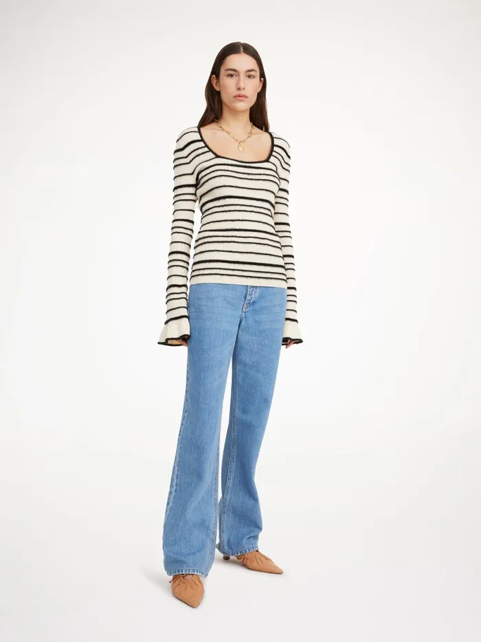 Morila Sweater Black Stripe Women By Malene Birger Knitwear