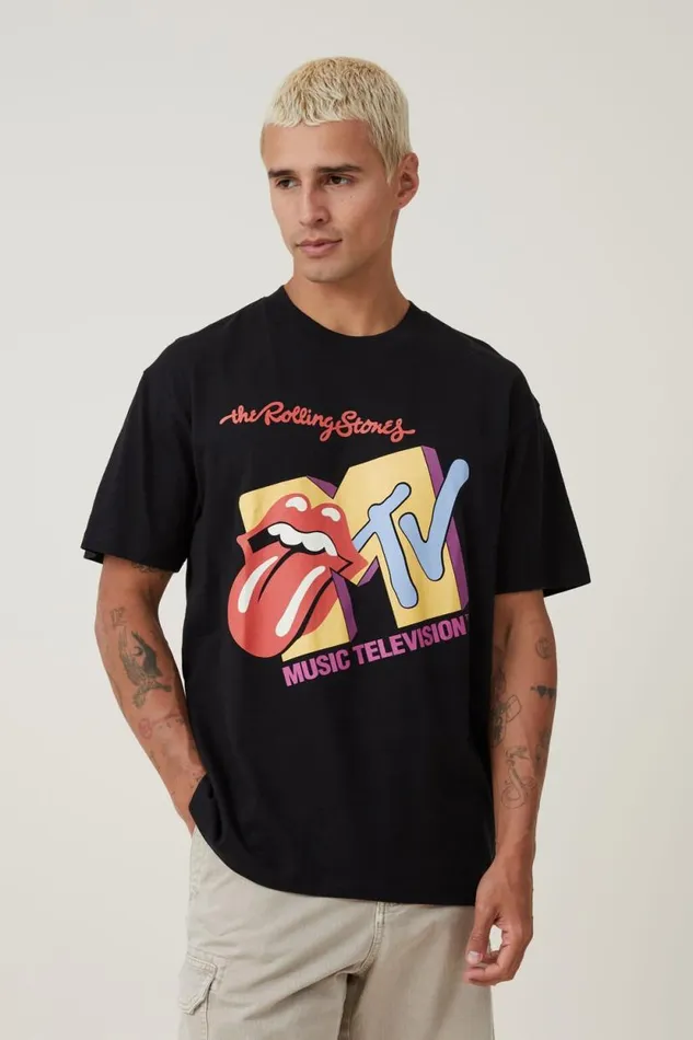 Mtv X Rolling Stones Loose Fit TShirt Lcn Bra Blackmash Up Logo Men Cotton On Tees and Tanks Mtv X Rolling Stones Loose Fit TShirt Lcn Bra Blackmash Up Logo Men Cotton On Tees and Tanks