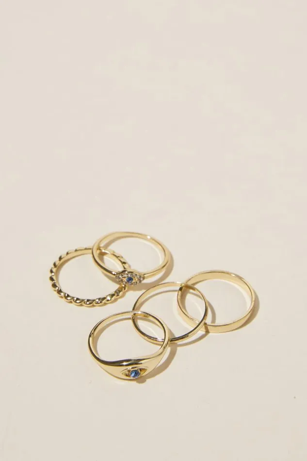 Multipack Rings Gold Plated Diamante Evil Eye Women Cotton On Jewelry