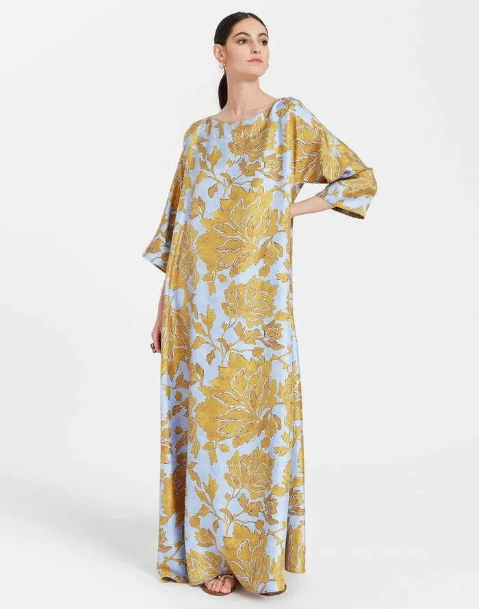Muumuu Dress Round Neck Tangle Light Blue Women La Double J Dresses
