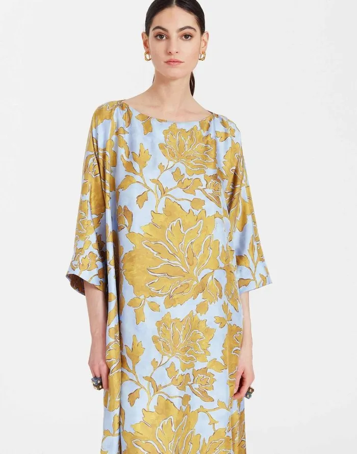 Muumuu Dress Round Neck Tangle Light Blue Women La Double J Dresses