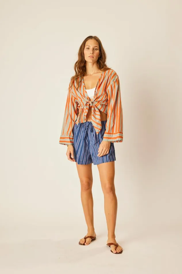 Natalie Martin ADRIANA TOP Batik Stripe Sage Shop Tops