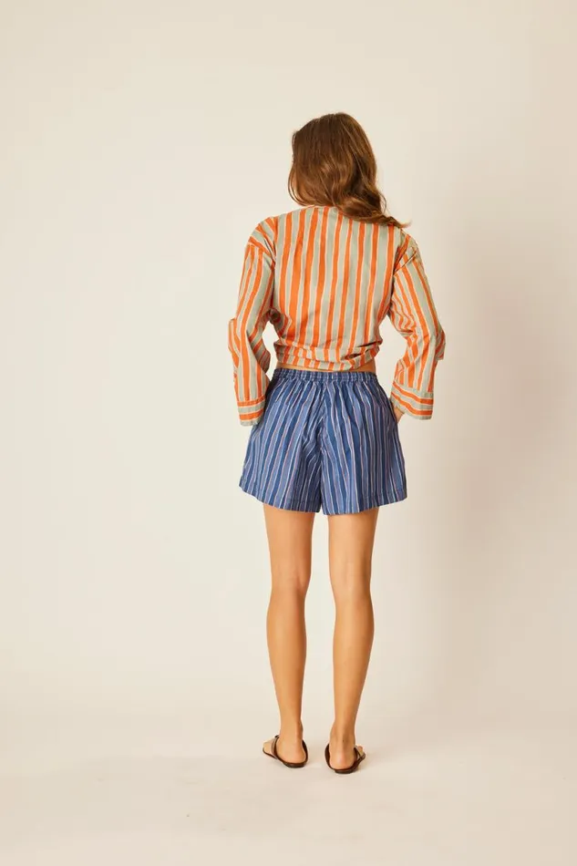 Natalie Martin ADRIANA TOP Batik Stripe Sage Shop Tops