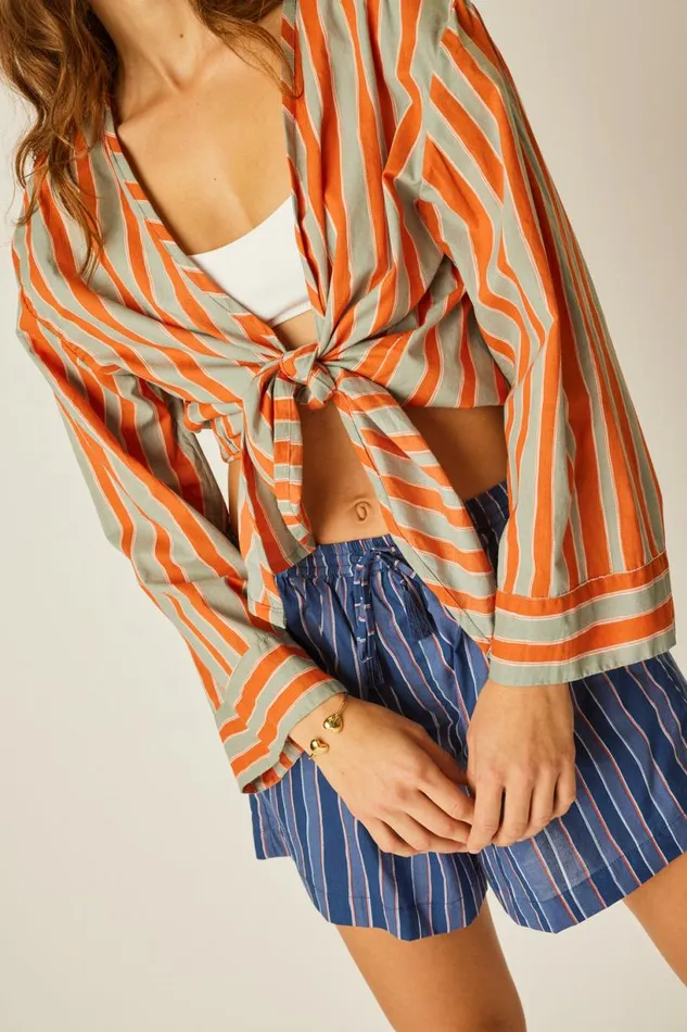 Natalie Martin ADRIANA TOP Batik Stripe Sage Shop Tops