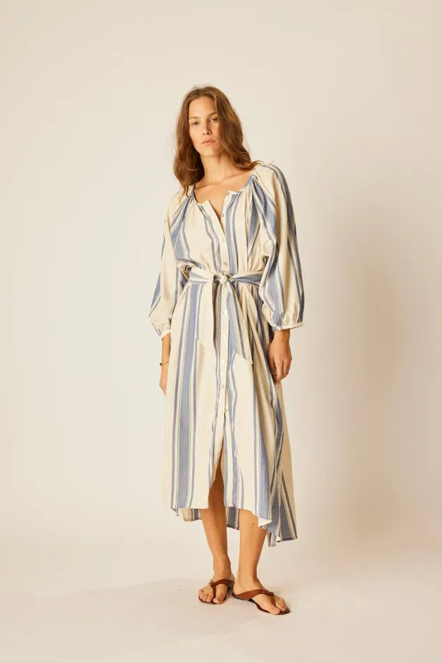Natalie Martin ALEX MIDI French Stripe Blue Shop Dresses