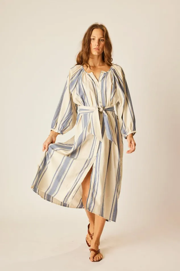 Natalie Martin ALEX MIDI French Stripe Blue Shop Dresses
