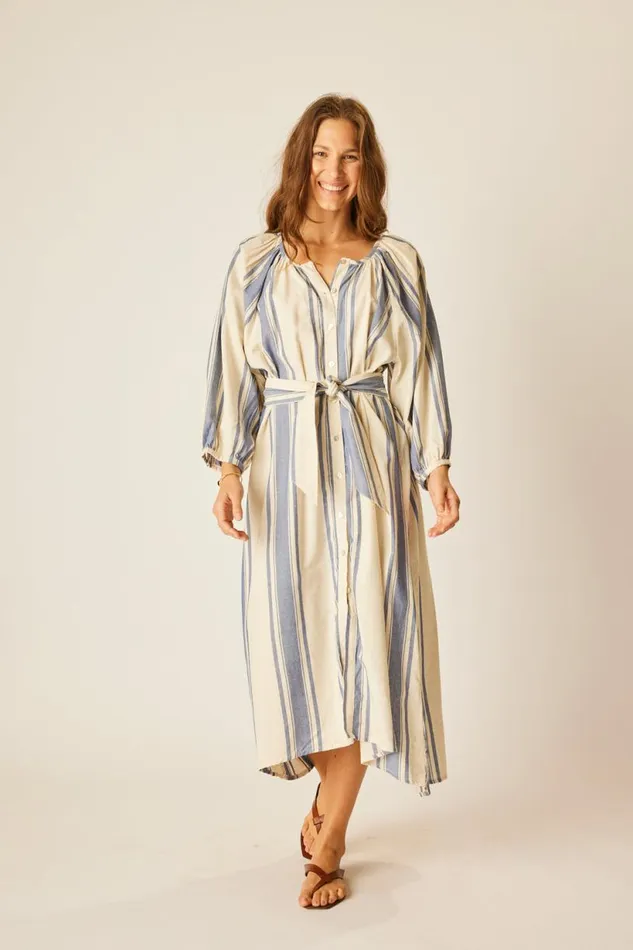 Natalie Martin ALEX MIDI French Stripe Blue Shop Dresses