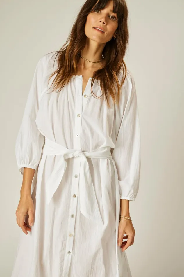 Natalie Martin ALEX MIDI White Flat Cotton Shop Coverups