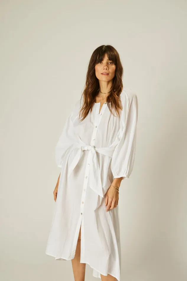 Natalie Martin ALEX MIDI White Flat Cotton Shop Coverups
