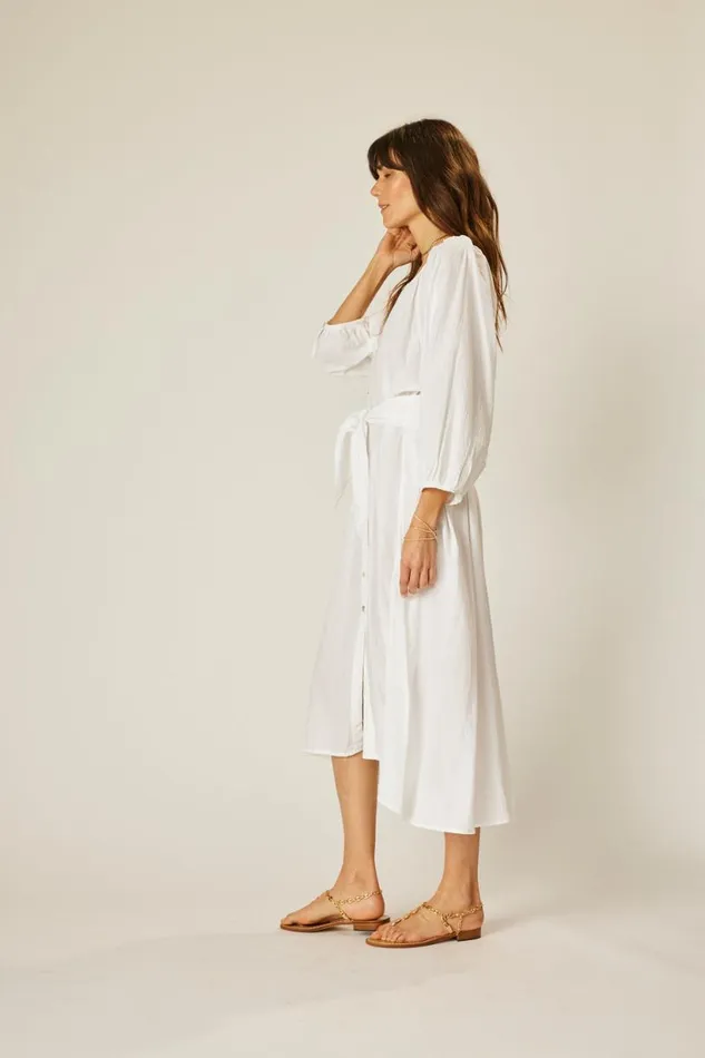 Natalie Martin ALEX MIDI White Flat Cotton Shop Coverups