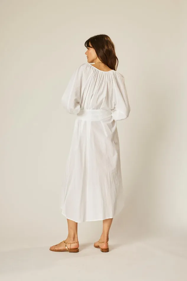 Natalie Martin ALEX MIDI White Flat Cotton Shop Coverups