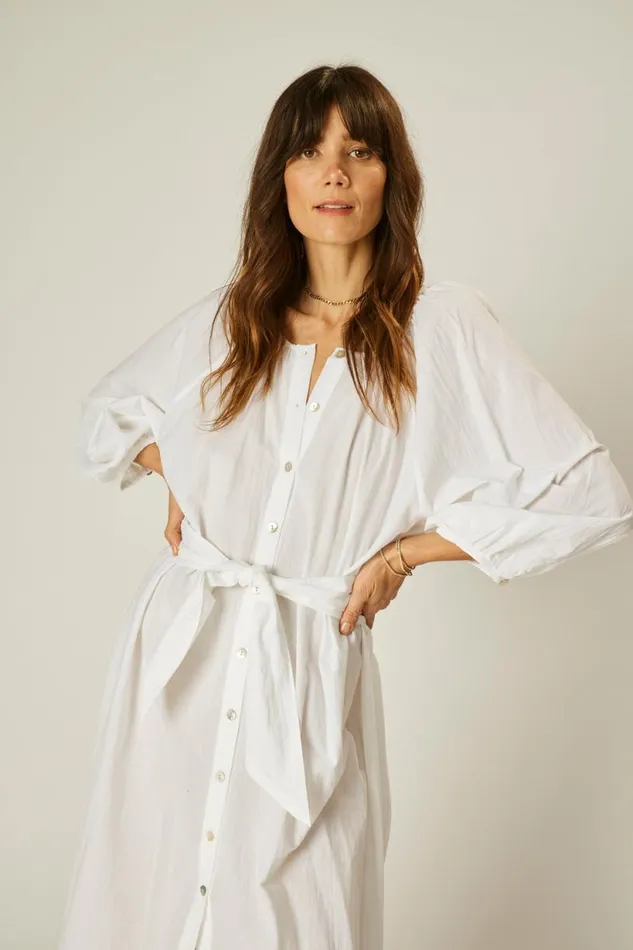 Natalie Martin ALEX MIDI White Flat Cotton Shop Coverups