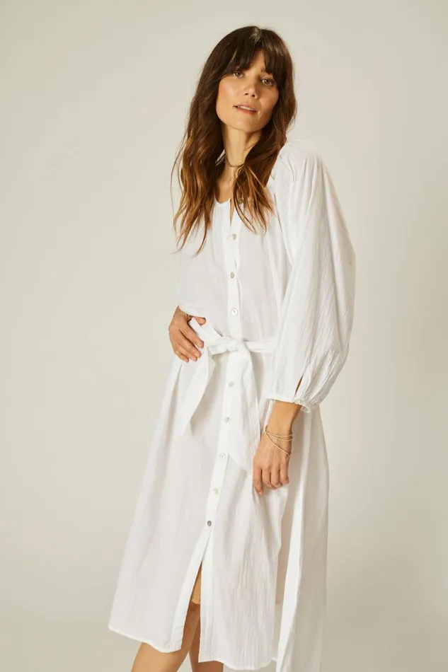 Natalie Martin ALEX MIDI White Flat Cotton Shop Coverups