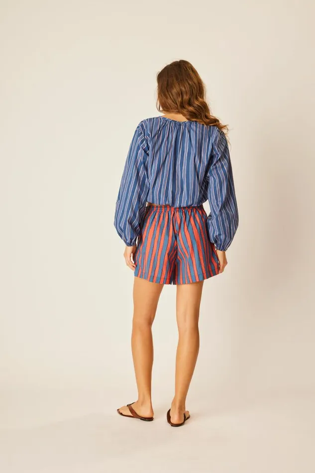 Natalie Martin AMELIA TOP Batik Stripe Navy Shop Tops