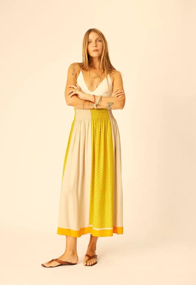 Natalie Martin BELLA SKIRT Block Zigzag Tangerine Shop Bottoms